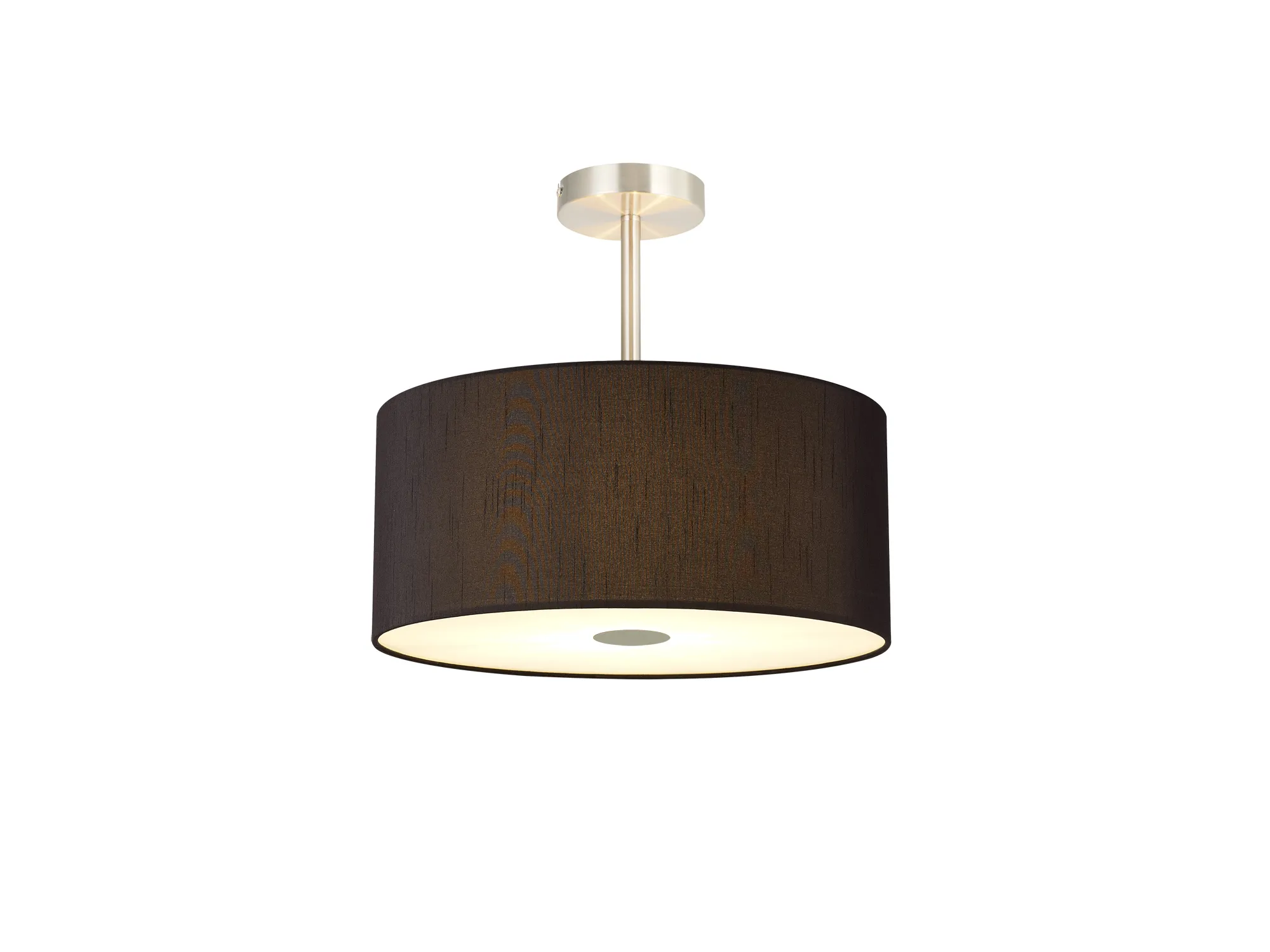 Baymont 40cm Semi Flush Flush 5 Light Satin Nickel, Black, Frosted Diffuser DK0529  Deco Baymont SN BL